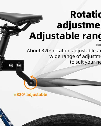 ROCKBROS Bicycle Mudguard With Taillight Quick Release Road Bike Mudguard PP Aluminum Alloy  Support Fender Adjustable Parts