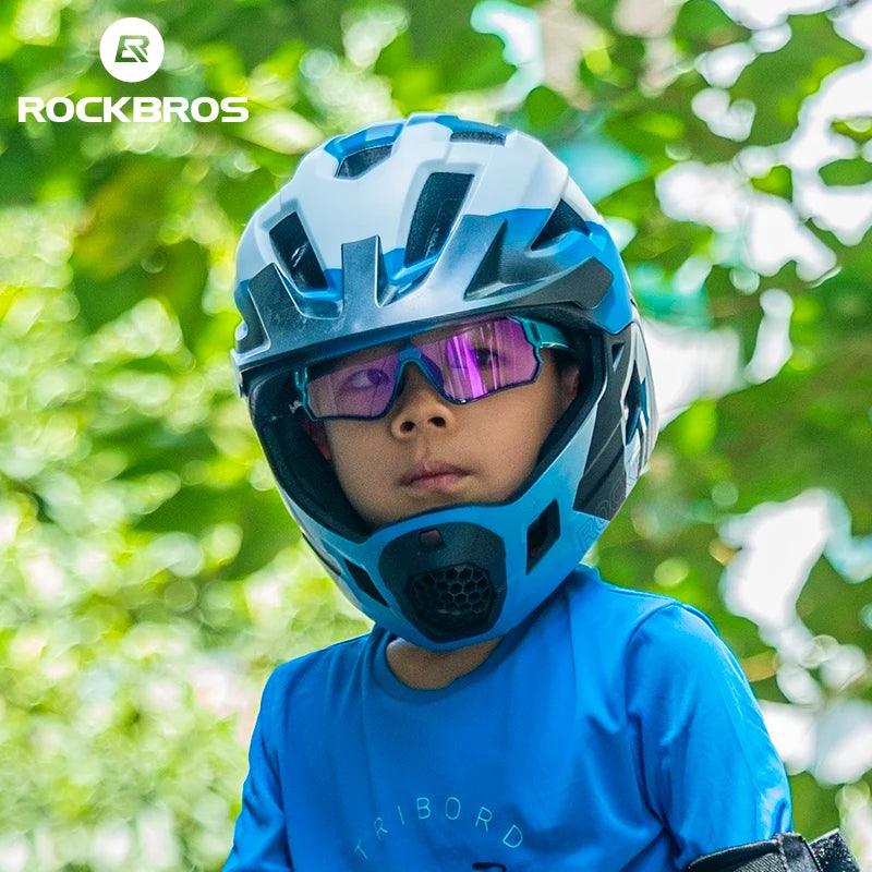 ROCKBROS Child Photochromic Polarized Sunglasses Bicycle Eyewear UV400 Kids Bike Goggles Protection Classic Windproof Glasses