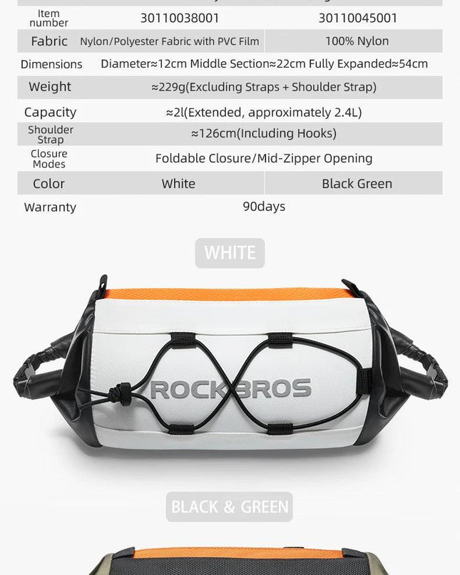 ROCKBROS Bike Bag Portable Handlebar Pannier 2.4L Big Capacity Shoulder Bag  Frame Tube Bag Elastic Band Bicycle Accessoriescase