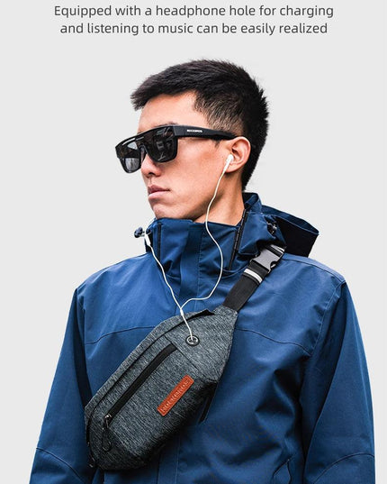 ROCKBROS Cycling Waist Bag 1.5L Multi Compartment Anti-scratch Storage Telephone Chest Bag Headphone Hole Design Bike Accessory