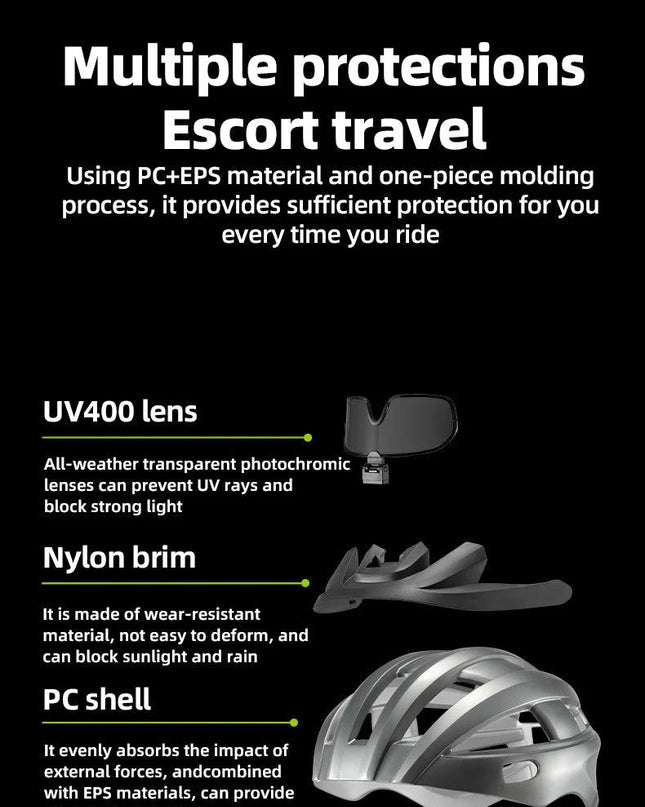 ROCKBROS Ultra-Light Cycling Helmet Taillight Magnetic Goggles Integrated Bicycle Helmet High Quality Protection Mtb Road