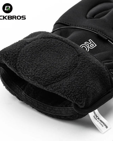 ROCKBROS Warm Bicycle Gloves Outdoor Touch Screen Winter Gloves Windproof Motorcycle Scooter Ski Anti-slip Thermal Bike Glove