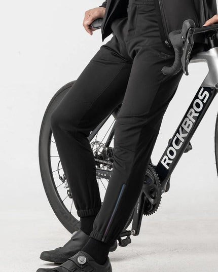 ROCKBROS Winter Thick Fleece Pants Windproof Cycling Pants Men Outdoor Camping Thermal Warm Casual Pants Ski Trousers Sweatpants
