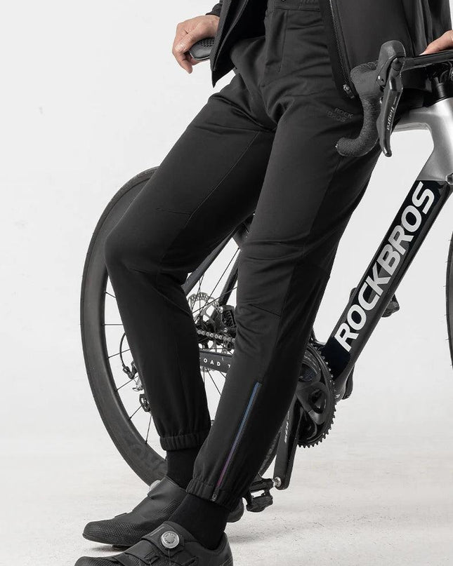 ROCKBROS Winter Thick Fleece Pants Windproof Cycling Pants Men Outdoor Camping Thermal Warm Casual Pants Ski Trousers Sweatpants