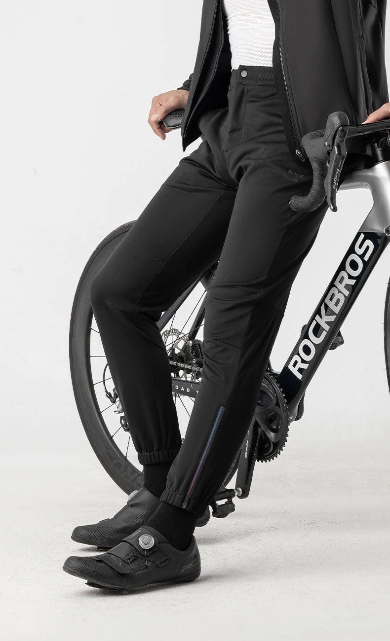 ROCKBROS Cycling Pants Windproof Warm Autumn Winter Bike Pants Fleece-lined Long Pants Riding Fitness Trousers Sport Equipment