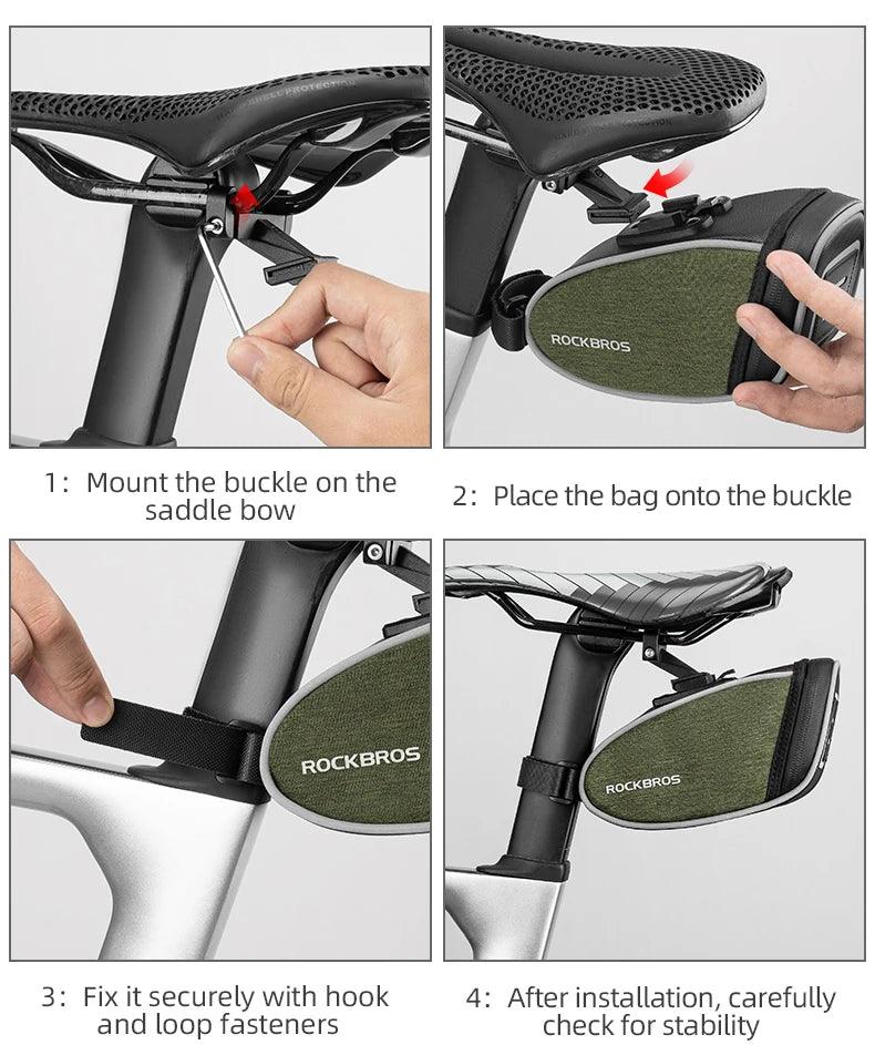 ROCKBROS Bicycle Saddle Bag Portable Waterproof Cycling Seat Tail Pouch Ciclismo Seatpost Backpack Storage Rear Bag Pannier