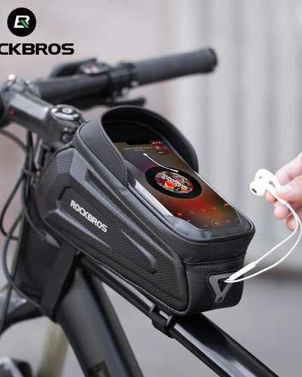 ROCKBROS Bicycle Bag Waterproof Touch Screen Cycling Bag Top Front Tube Frame MTB Road Bike Bag 6.5 Phone Case Bike Accessories
