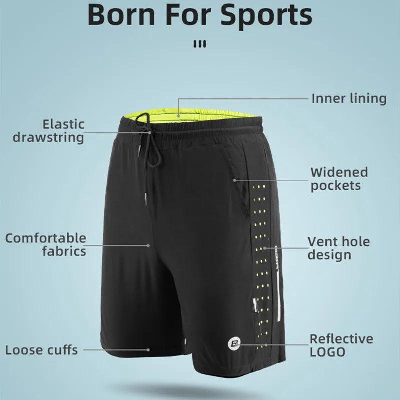 ROCKBROS Running Shorts Unisex Clothing Exercise Gym Shorts Spandex Jogging Fitness Breathable Cycling Outdoor Sports Asian Size