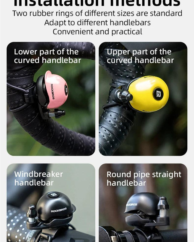 ROCKBROS Creative Bicycle Bell 80DB Copper Alloy Nylon Base Mini Cap Bike Bell for MTB Road Bike Ultra-Light Bicycle Accessories
