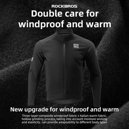 ROCKBROS Windproof Jacket Thermal Fleece Bike Jersey Autumn Winter Outdoor Sport Jacket Coat 0-15°with Italian warm fabric