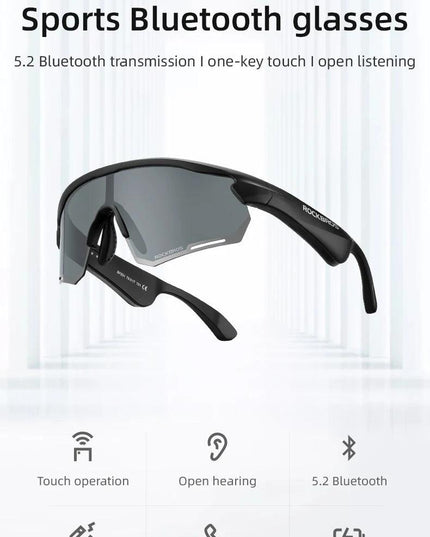 ROCKBROS Polarized Glasses Wireless Bluetooth 5.2 Sunglasses Headset Telephone Driving MP3 Riding Cycling Eyewear UV400 Goggles