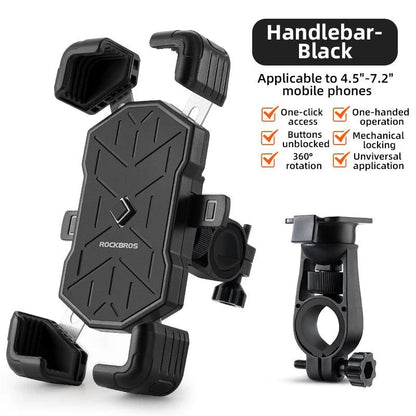 ROCKBROS Bike Phone Holder 360° View Universal Bicycle Phone Holder 4.5-7.2inch Mobile Phone Stand Shockproof Motorcycle Bracket