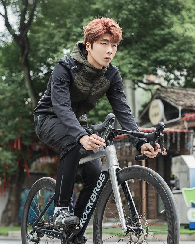 ROCKBROS Cycling Pants Windproof Warm Autumn Winter Bike Pants Fleece-lined Long Pants Riding Fitness Trousers Sport Equipment