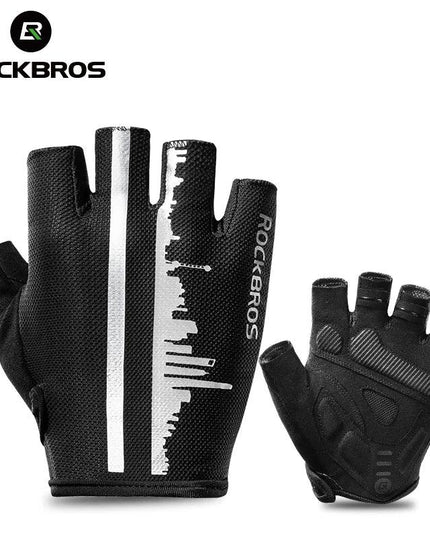 ROCKBROS Summer Cycling Half Finger Gloves Anti-slip Breathable Bicycle Gloves Men Women Anti-sweat Reflective Bike Gloves