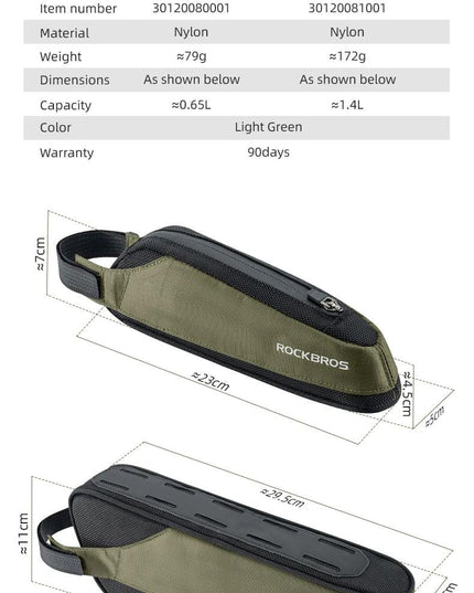 ROCKBROS Bike Bag Portable Bike Top Tube Frame Bag Nylon MTB Road Phone Tool Bag Reflective Ultralight Bicycle Pannier Accessory