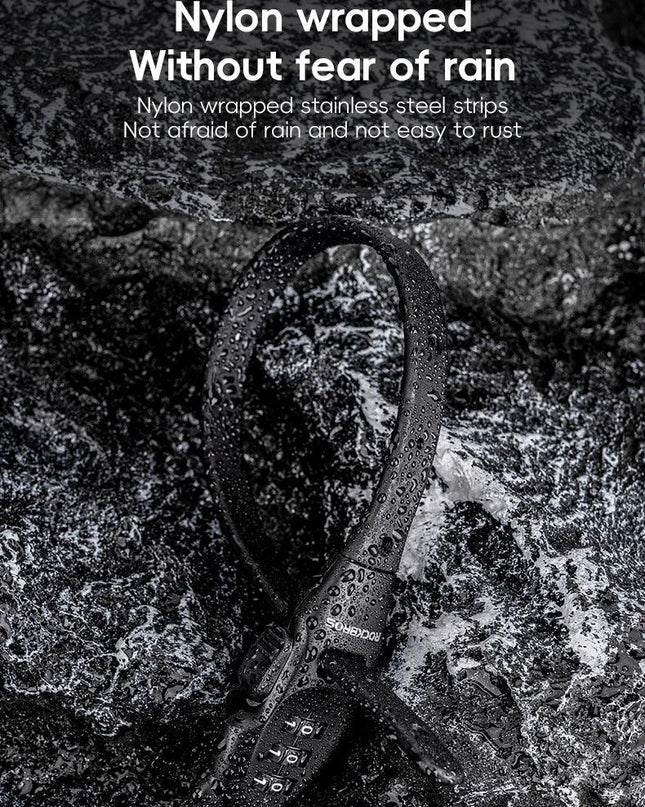 ROCKBROS Portable Bicycle Lock Cable Tie Zinc Alloy Lock Helmet Password Lock Anti-Theft Safety Freely Adjustable Rope Lock