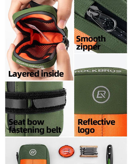 ROCKBROS Mini Bicycle Saddle Bag Lightweight Small 0.35L Bike Bag Portable Multi function Hand Bags Cycling Bag Bike Accessories