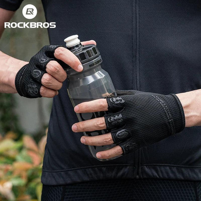 ROCKBROS Half Finger Gloves SBR Palm Pads Breathable Anti-shock Cycling Gloves High Elasticity Fitness Bicycle Fingerless Gloves