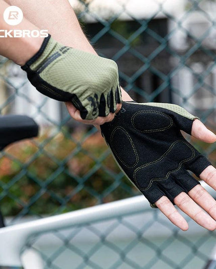 ROCKBROS Half Finger Gloves SBR Palm Pads Breathable Anti-shock Cycling Gloves High Elasticity Fitness Bicycle Fingerless Gloves