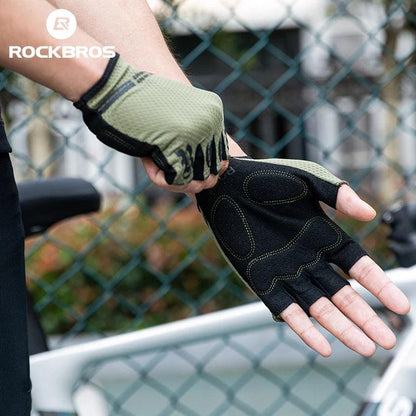 ROCKBROS Half Finger Gloves SBR Palm Pads Breathable Anti-shock Cycling Gloves High Elasticity Fitness Bicycle Fingerless Gloves