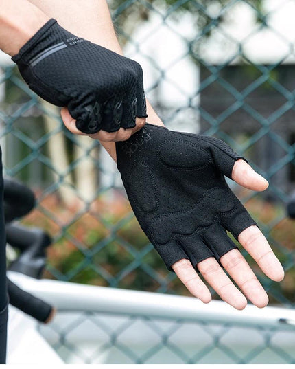 ROCKBROS Half Finger Gloves SBR Palm Pads Breathable Anti-shock Cycling Gloves High Elasticity Fitness Bicycle Fingerless Gloves