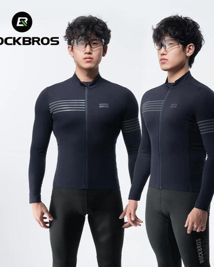 ROCKBROS Winter Cycling Jacket Warm Long Sleeves Top Riding Clothing Tight Reflective Logo Men's Cycling Jersey Profession Cloth