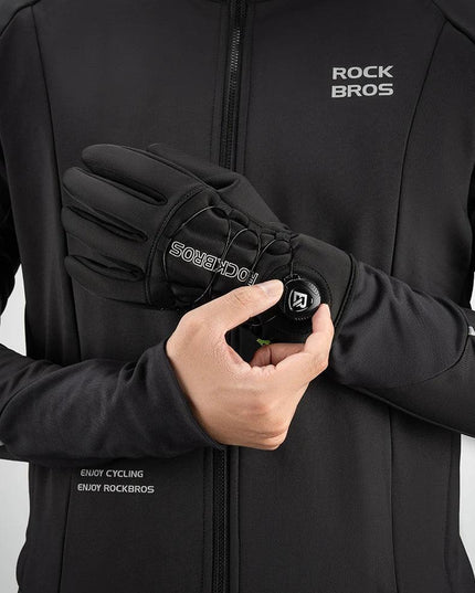 ROCKBROS Warm Bicycle Gloves Outdoor Touch Screen Winter Gloves Windproof Motorcycle Scooter Ski Anti-slip Thermal Bike Glove
