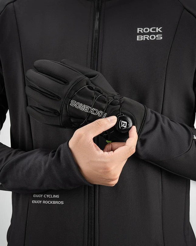 ROCKBROS Warm Bicycle Gloves Outdoor Touch Screen Winter Gloves Windproof Motorcycle Scooter Ski Anti-slip Thermal Bike Glove