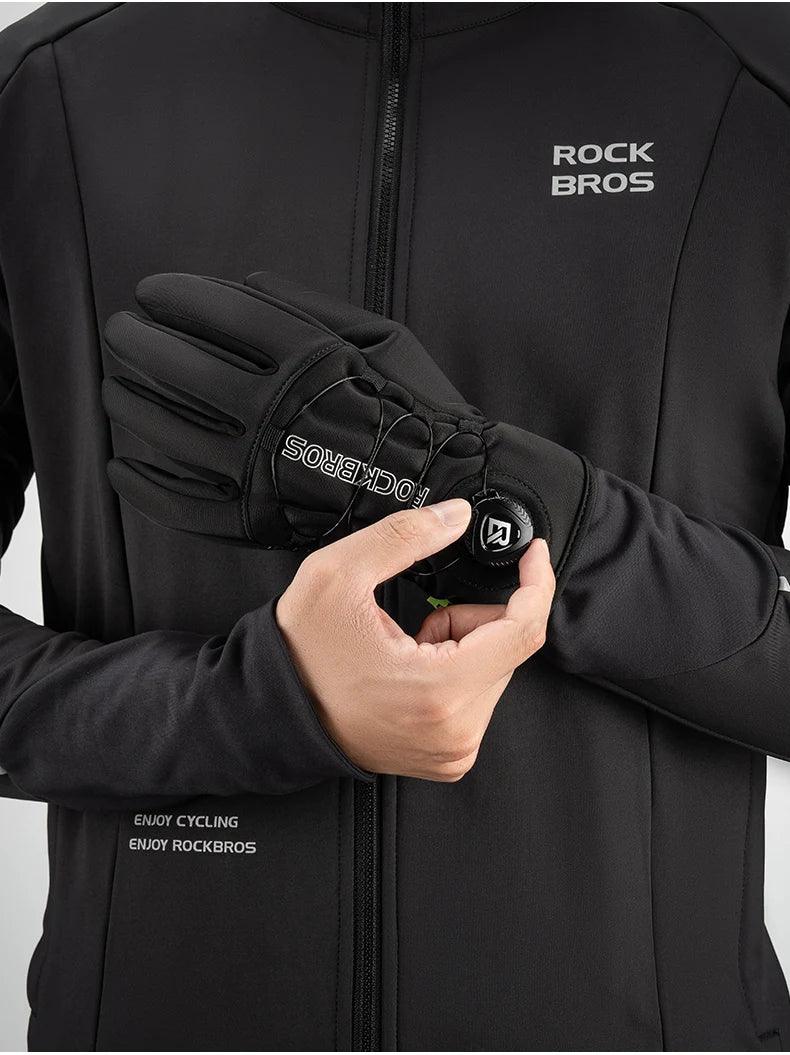 ROCKBROS Warm Bicycle Gloves Outdoor Touch Screen Winter Gloves Windproof Motorcycle Scooter Ski Anti-slip Thermal Bike Glove