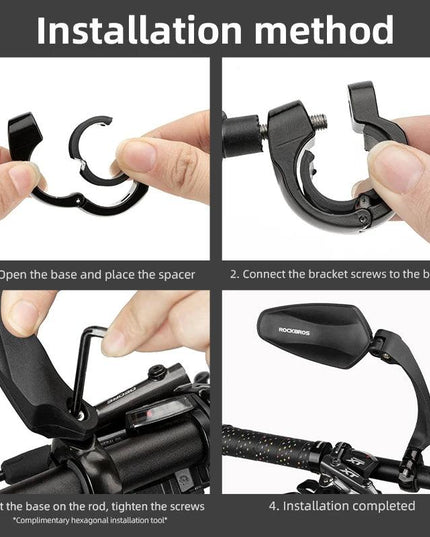 ROCKBROS Bicycle Mirror Handlebar Rear View Mirror Adjustable  Wide Range Back Sight Reflector Cycling Mirrors Bike Accessories