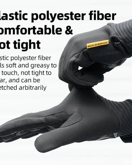 ROCKBROS Cycling Gloves MTB Road Bike Non-slip Gloves Touch Screen Winter Thermal Fleece Warmer Windproof Gloves Full Finger