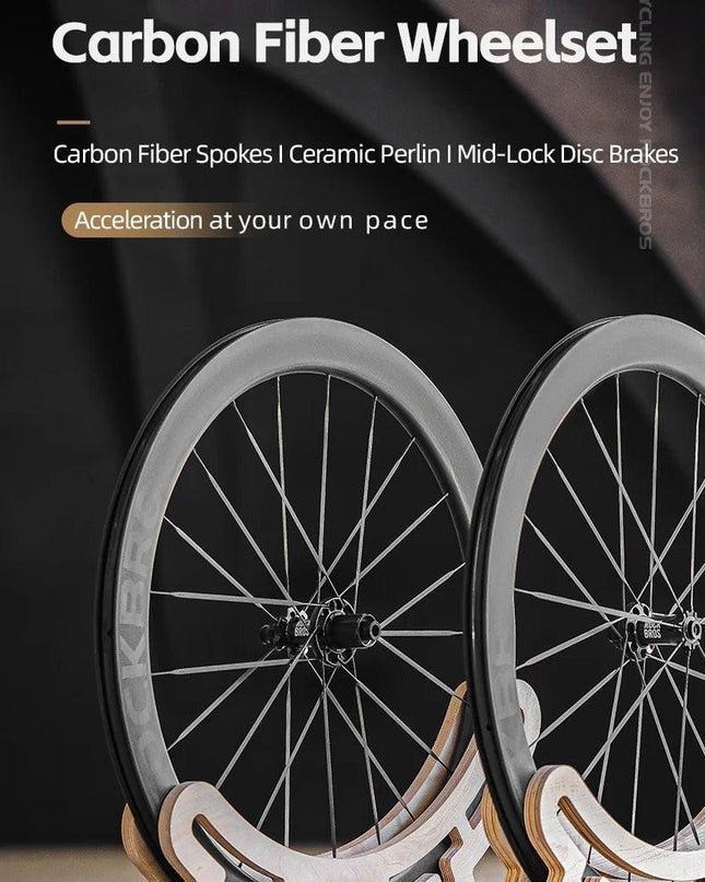 ROCKBROS Carbon Bicycle Wheelset 38mm 55mm Wheel Tubeless Clincher Tires Cycling Wheel Set Road Bike Steel Ball/Ceramic Peilin