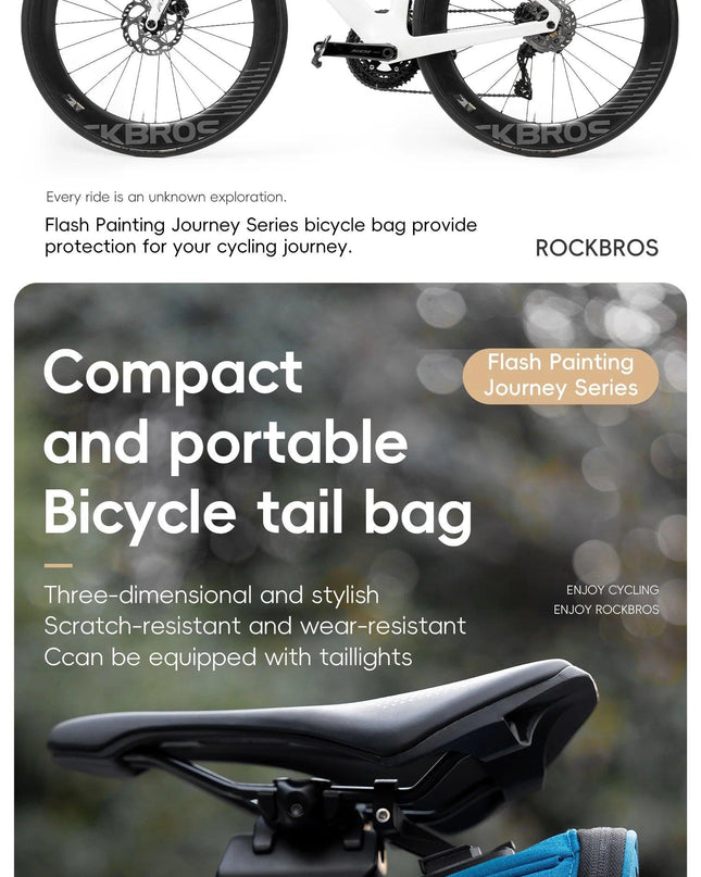 ROCKBROS Bicycle Seat Bag Lightweight Bike Saddle Bag for Cycling Essentials Reflective Rear Pack Wear-Resistant Bag