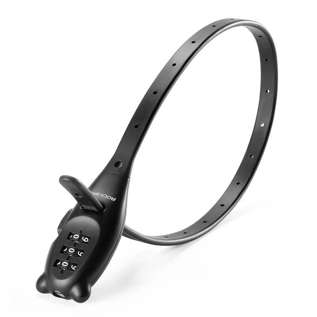 ROCKBROS Portable Bicycle Lock Cable Tie Zinc Alloy Lock Helmet Password Lock Anti-Theft Safety Freely Adjustable Rope Lock