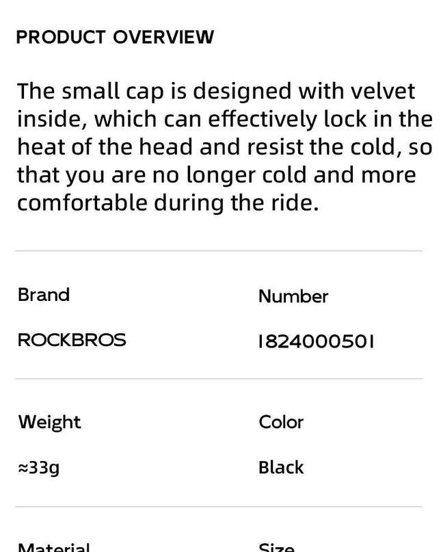 ROCKBROS Winter Cycling Cap Warmer Hat Windproof Thermal Cap Helmet Liner Men Women Outdoor Running MTB Road Bike Headwear Hat