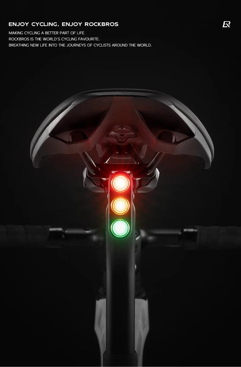 ROCKBROS Bike Tail Light Auto Start/Stop Brake Sensing Bicycle Tail light Type-C Rechargeable Wireless Warning Tail light