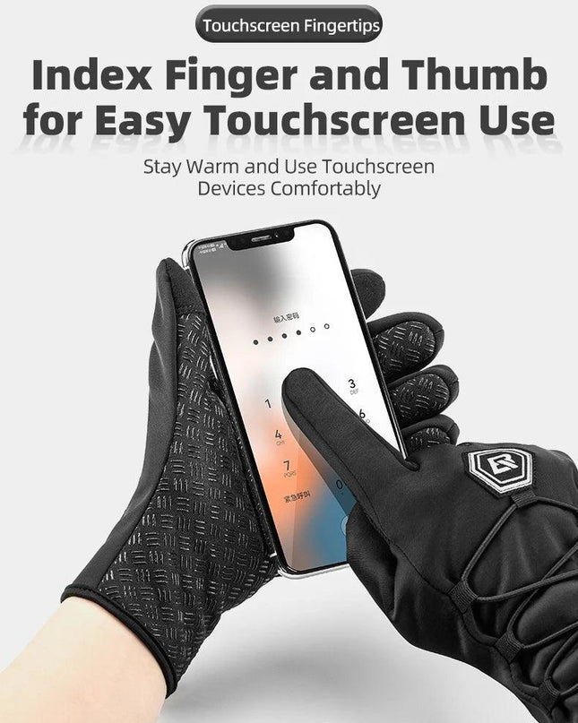 ROCKBROS Winter Gloves Touch Screen Gloves Warm Outdoor Cycling Driving Motorcycle Fleece Gloves Windproof Non Slip Full Fingers