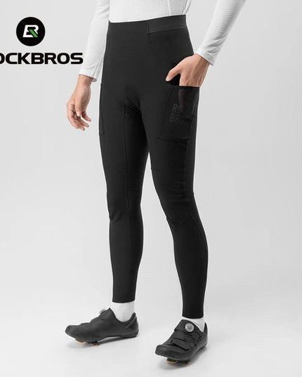 ROCKBROS Cycling Trousers With Italian Trouser Pad Long Tights Reflective Leggings Winter Fleece Thermal Anti Slip Pants 0-10°