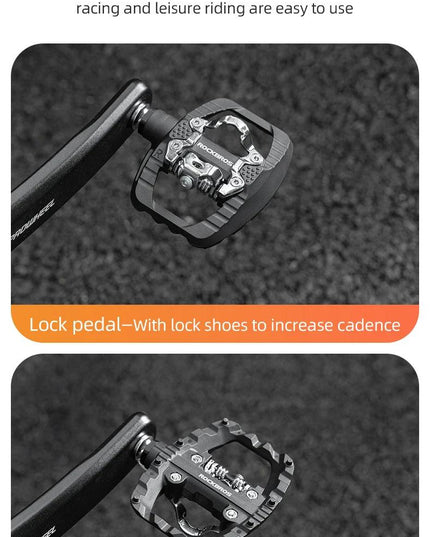 ROCKBROS MTB Bicycle Pedals 2 In 1 Flat/Lock Pedal Mountain Bike Non-Slip Labor Saving Nylon Pedals Waterproof Sealed Bearing