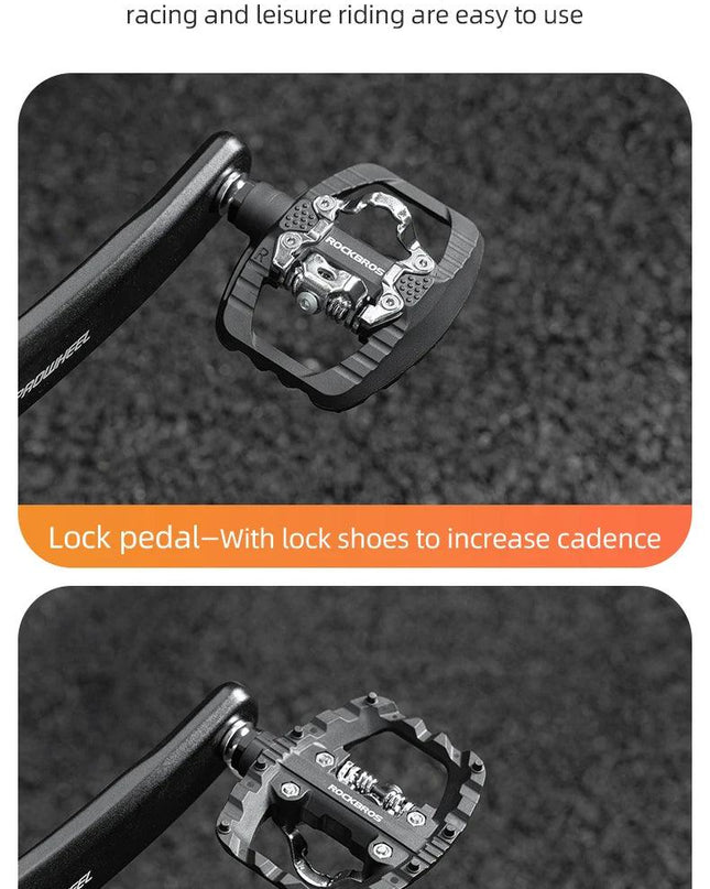 ROCKBROS MTB Bicycle Pedals 2 In 1 Flat/Lock Pedal Mountain Bike Non-Slip Labor Saving Nylon Pedals Waterproof Sealed Bearing