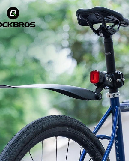 ROCKBROS Bicycle Mudguard With Taillight Quick Release Road Bike Mudguard PP Aluminum Alloy  Support Fender Adjustable Parts