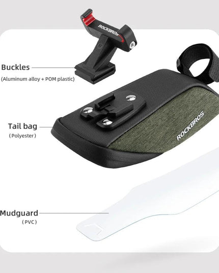 ROCKBROS Bicycle Saddle Bag Portable Waterproof Cycling Seat Tail Bag MTB Road Bike Storage Bag Seatpost Backpack With Mudguard