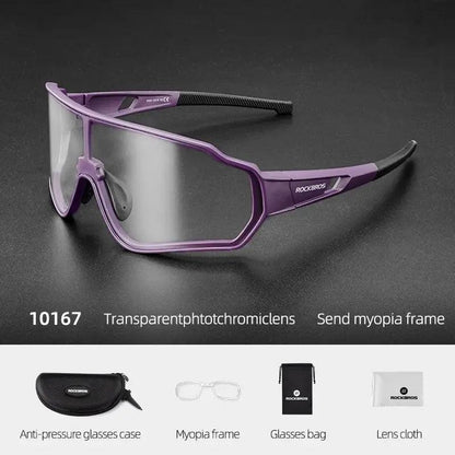 ROCKBROS Cycling Glasses Men Women Photochromic Outdoor Sport Hiking Eyewear Polarized Sunglasses Inner Frame  Bicycle Glasses