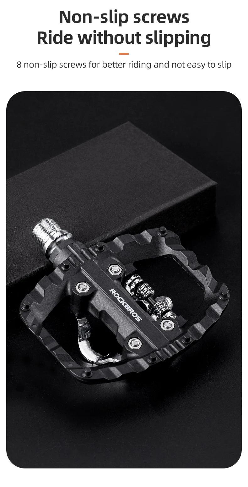 ROCKBROS MTB Bicycle Pedals 2 In 1 Flat/Lock Pedal Mountain Bike Non-Slip Labor Saving Nylon Pedals Waterproof Sealed Bearing