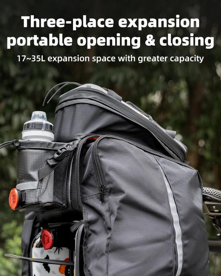 ROCKBROS 3 In 1 Bicycle Trunk Bag 35L Big Quality MTB Gravel Bike Bag Hard Shell Travel Luggage Panniers with Waterproof Cover