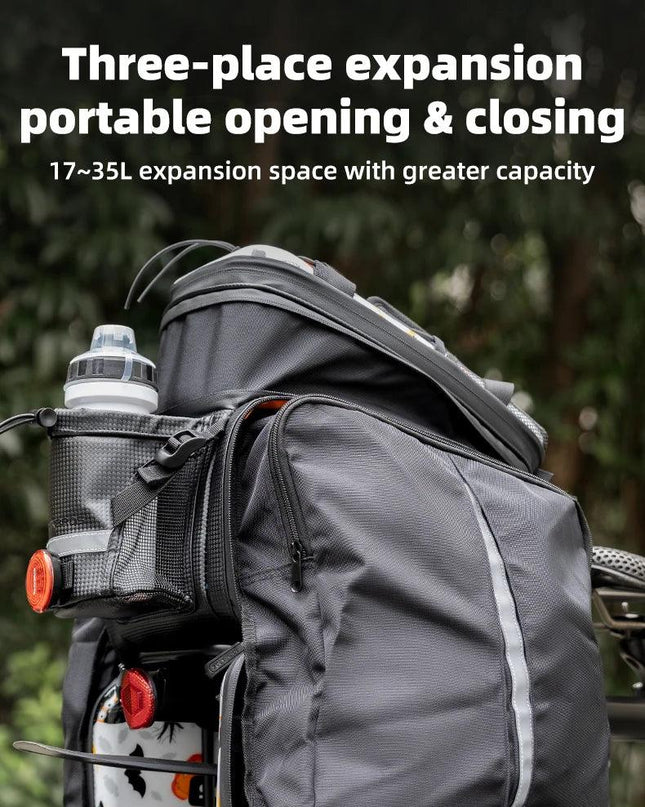 ROCKBROS 3 In 1 Bicycle Trunk Bag 35L Big Quality MTB Gravel Bike Bag Hard Shell Travel Luggage Panniers with Waterproof Cover