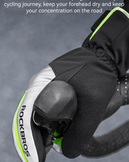 ROCKBROS Cycling Gloves Winter Windproof Keep Warm Reflective Gloves Thickened Palm Pad Touch Screen Night Cycling Glove MTB Men