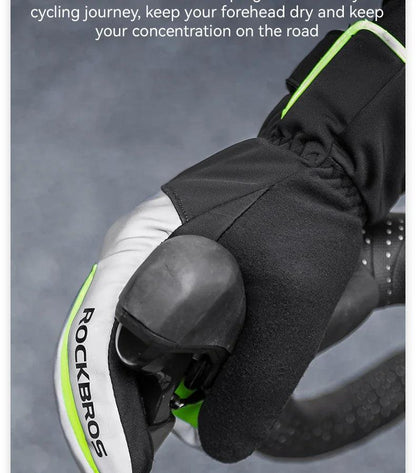 ROCKBROS Cycling Gloves Winter Windproof Keep Warm Reflective Gloves Thickened Palm Pad Touch Screen Night Cycling Glove MTB Men