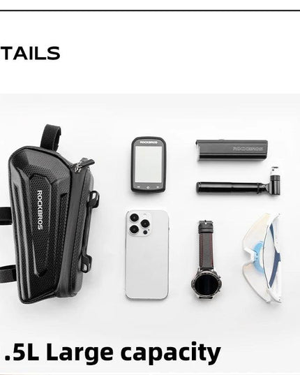ROCKBROS Bike Bag Front Handlebar Bag Hard Shell 360° Cell Phone Holder With Touch Screen Waterproof Front Frame Cycling Bag