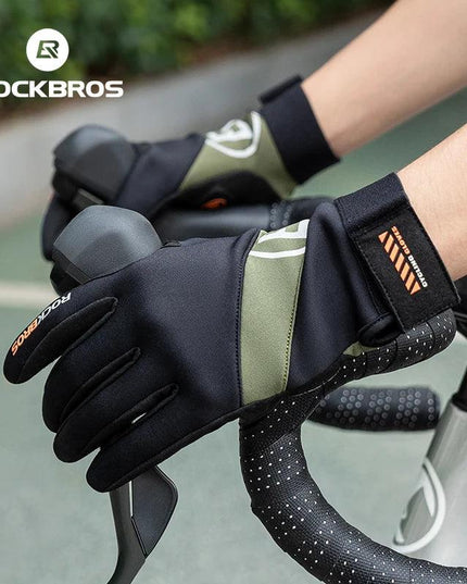 ROCKBROS Long Finger Cycling Gloves Spring Autumn Gloves Non-slip Shock-absorbing Touch Screen Reflective MTB Road Bike Glove